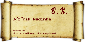 Bánik Nadinka névjegykártya